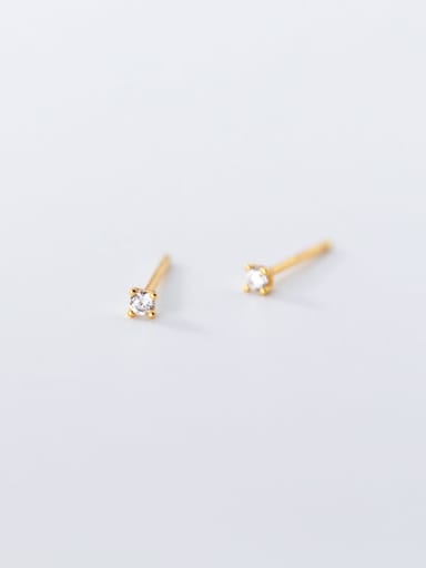 A pair of S925 silver ear nails (gold) 925 Sterling Silver Rhinestone Geometric Vintage Clip Earring