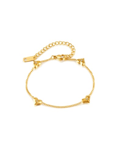 GS1507  Bracelet Gold Stainless steel Heart Minimalist Link Bracelet