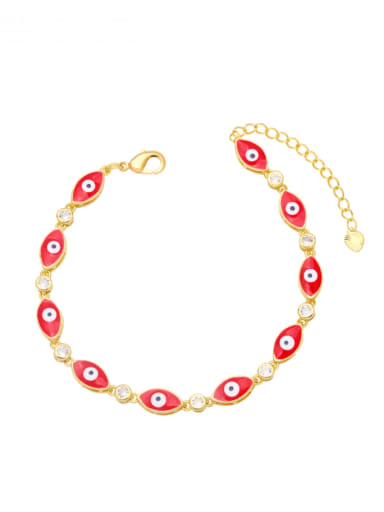 red Brass Enamel Evil Eye Vintage Link Bracelet