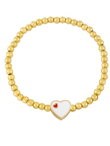 Brass Enamel Heart Minimalist Beaded Bracelet
