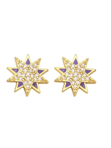 Brass Cubic Zirconia  Star Vintage Stud Earring