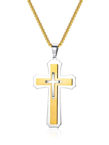 2213 gold pendant chains (f (Chain 470CM Stainless steel Cross Minimalist Regligious Necklace