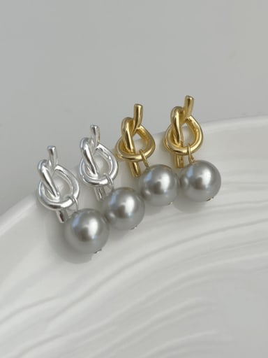 925 Sterling Silver Imitation Pearl Irregular Vintage Drop Earring