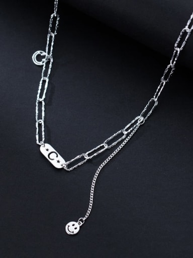 925 Sterling Silver Tassel Minimalist Hollow Chain Necklace