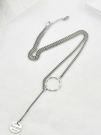 Vintage  Sterling Silver With Antique Silver Plated Vintage Hollow Round Necklaces