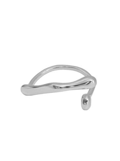 Platinum [13 adjustable] 925 Sterling Silver Irregular Vintage Band Ring