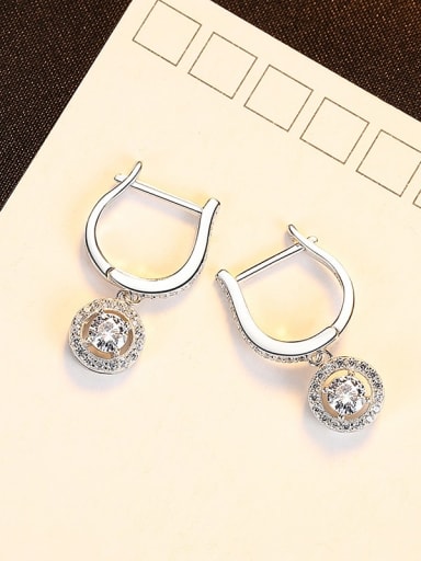 platinum 24J04 925 Sterling Silver Cubic Zirconia Geometric Luxury Huggie Earring