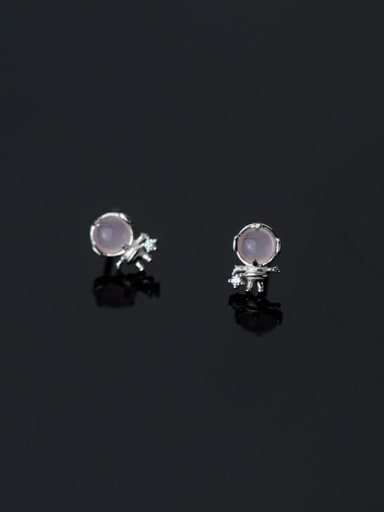 925 Sterling Silver Glass Stone Irregular Minimalist Stud Earring