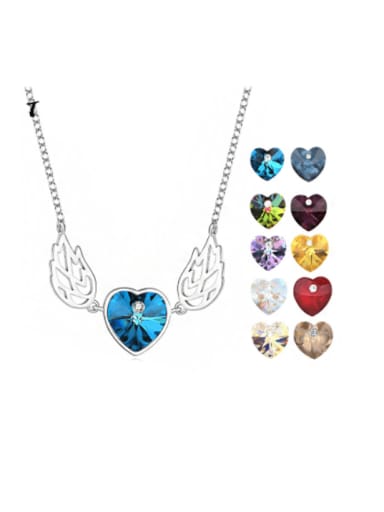 925 Sterling Silver Austrian Crystal Wing Classic Necklace
