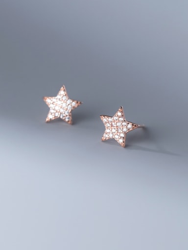 925 Sterling Silver Cubic Zirconia Five-Pointed Star Dainty Stud Earring