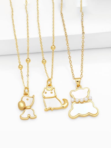 custom Brass Enamel Bear Minimalist Necklace