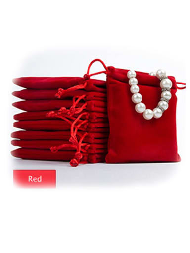 Red Flannel Beam Port Velvet Pouches Bag For Earrings,Rings,Necklaces,Bracelets And Brooches