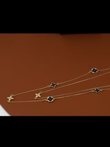 Brass Geometric Minimalist Long Strand Necklace