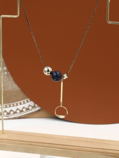 Brass Enamel Round Minimalist Long Strand Necklace