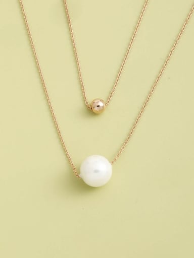 925 Sterling Silver Imitation Pearl White Round Minimalist Long Strand Necklace