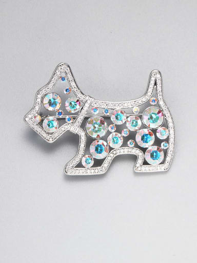 White Brass Cubic Zirconia Multi Color Horse Minimalist Pins & Brooches
