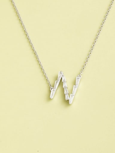 925 Sterling Silver Cubic Zirconia White Letter Minimalist Long Strand Necklace