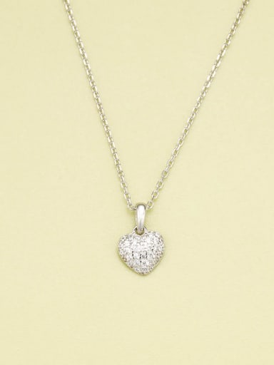 White 925 Sterling Silver Cubic Zirconia White Heart Minimalist Necklace