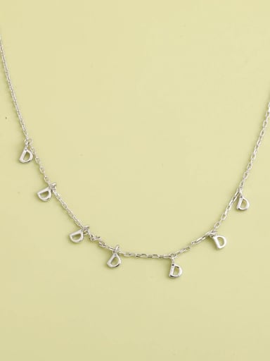 925 Sterling Silver White Letter Minimalist Long Strand Necklace