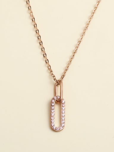 925 Sterling Silver Cubic Zirconia Pink Round Minimalist Necklace