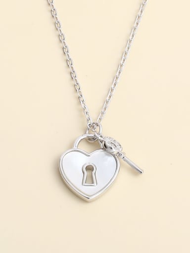 925 Sterling Silver Shell White Key Necklace