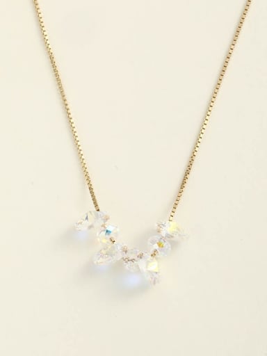 Gold 925 Sterling Silver Millefiori Glass White Minimalist Long Strand Necklace