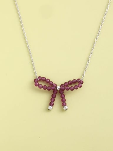 925 Sterling Silver Black Bowknot Minimalist Long Strand Necklace