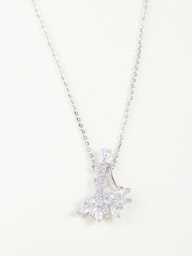 White Cubic Zirconia Classic Long Strand Necklace