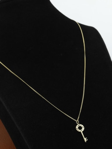 Brass Rhinestone White Key Minimalist Link Necklace