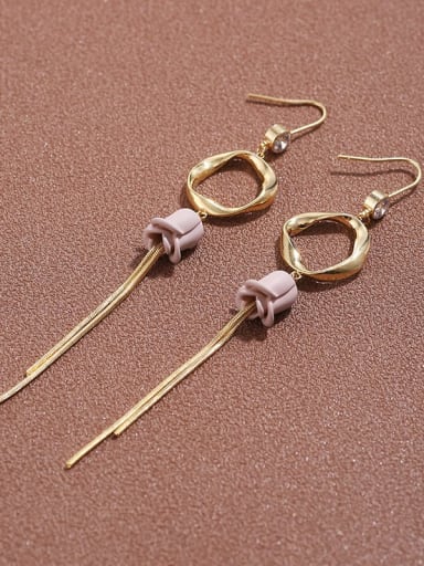 Brass Cubic Zirconia White  shape  long Tassel Earrings
