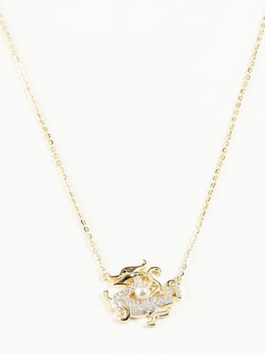 Gold 925 Sterling Silver Dragon Dainty Long Strand Necklace