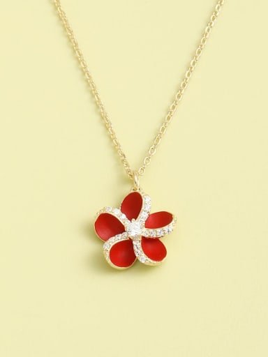 925 Sterling Silver Cubic Zirconia White Enamel Flower Minimalist Necklace