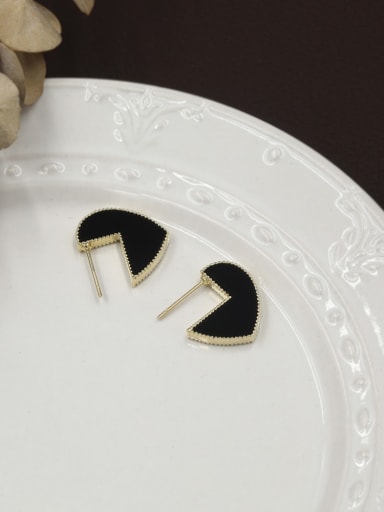 Brass Acrylic Geometric Minimalist Stud Earring