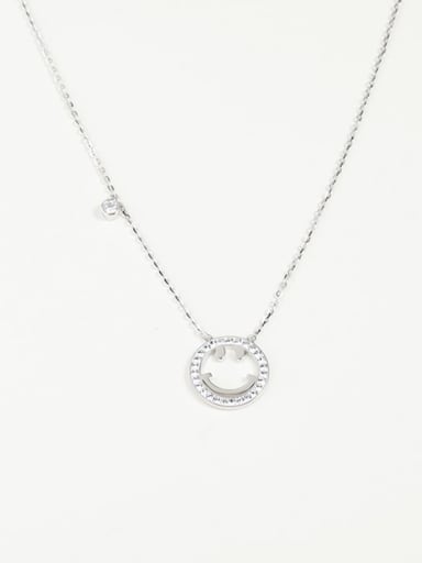 White 925 Sterling Silver Smiley Classic Long Strand Necklace