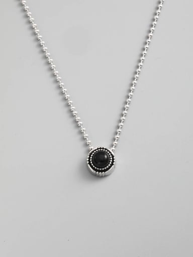 925 Sterling Silver Enamel Round Minimalist Necklace