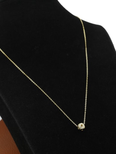 Brass Rhinestone White Geometric Minimalist Beaded Necklace