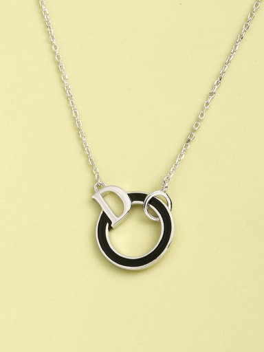 925 Sterling Silver Enamel Letter Minimalist Long Strand Necklace