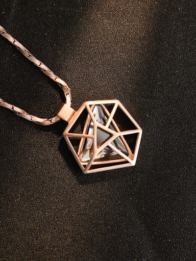 Glass Stone Black Geometric Classic Long Strand Necklace