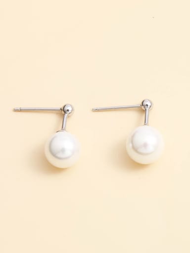 925 Sterling Silver Imitation Pearl White Geometric Minimalist Drop Earring