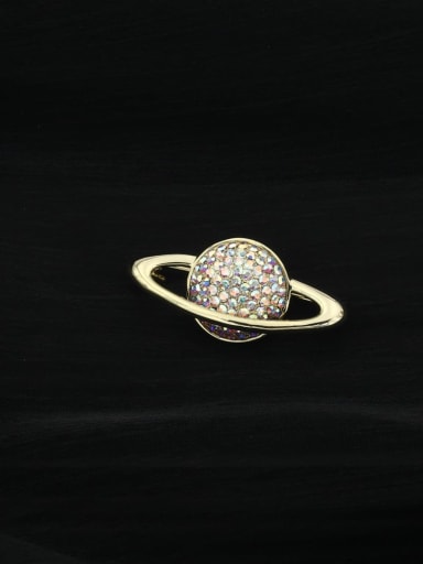 Gold color diamond Brass Rhinestone Multi Color Round Dainty Brooch
