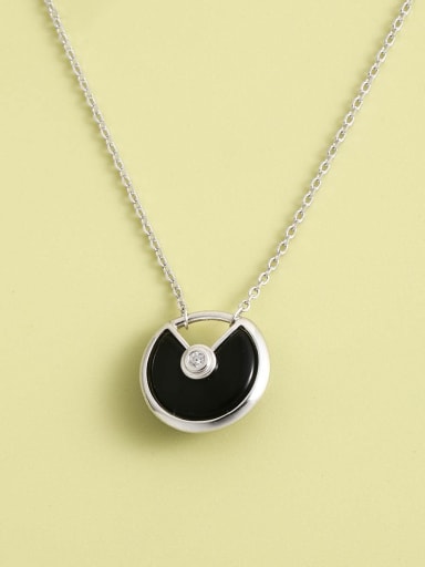 925 Sterling Silver Enamel Round Minimalist Long Strand Necklace