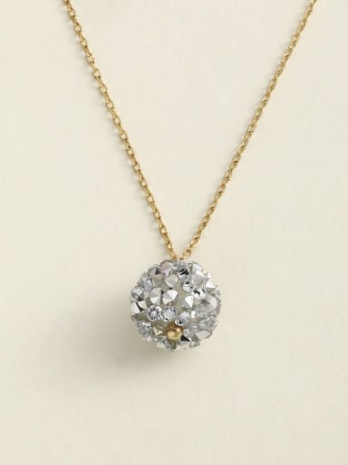 Gold 925 Sterling Silver Glass Stone Gray Round Minimalist Choker Necklace