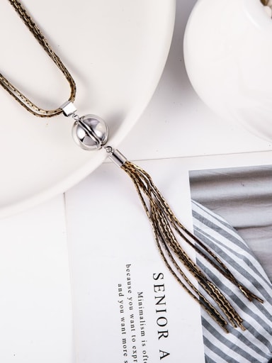 Brass Ball Minimalist Long Strand Necklace