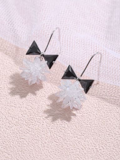 Brass Cubic Zirconia    simple Fashion Flower   long earrings