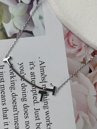 Silver 925 Sterling Silver Letter Minimalist Long Strand Necklace