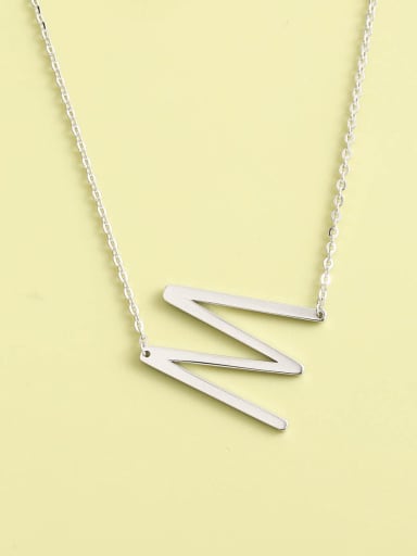White 925 Sterling Silver Letter Minimalist Long Strand Necklace