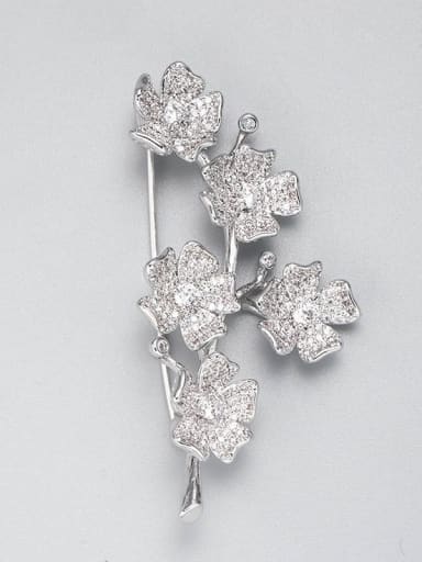 Brass Cubic Zirconia White Flower Minimalist Pins & Brooches