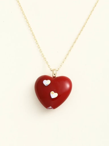 925 Sterling Silver Rhinestone White Enamel Heart Minimalist Long Strand Necklace