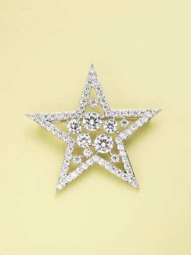 Brass Cubic Zirconia White Star Minimalist Pins & Brooches