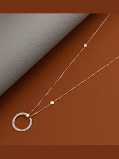 Rose Brass Rhinestone White Geometric Minimalist Long Strand Necklace
